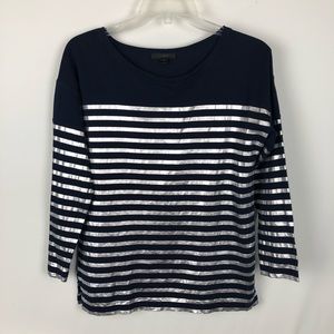 J.Crew Silver Metallic Striped Shirt Top